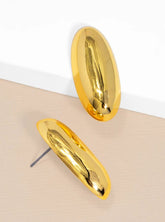 ZENZII OVAL METAL DROP STUD EARRING